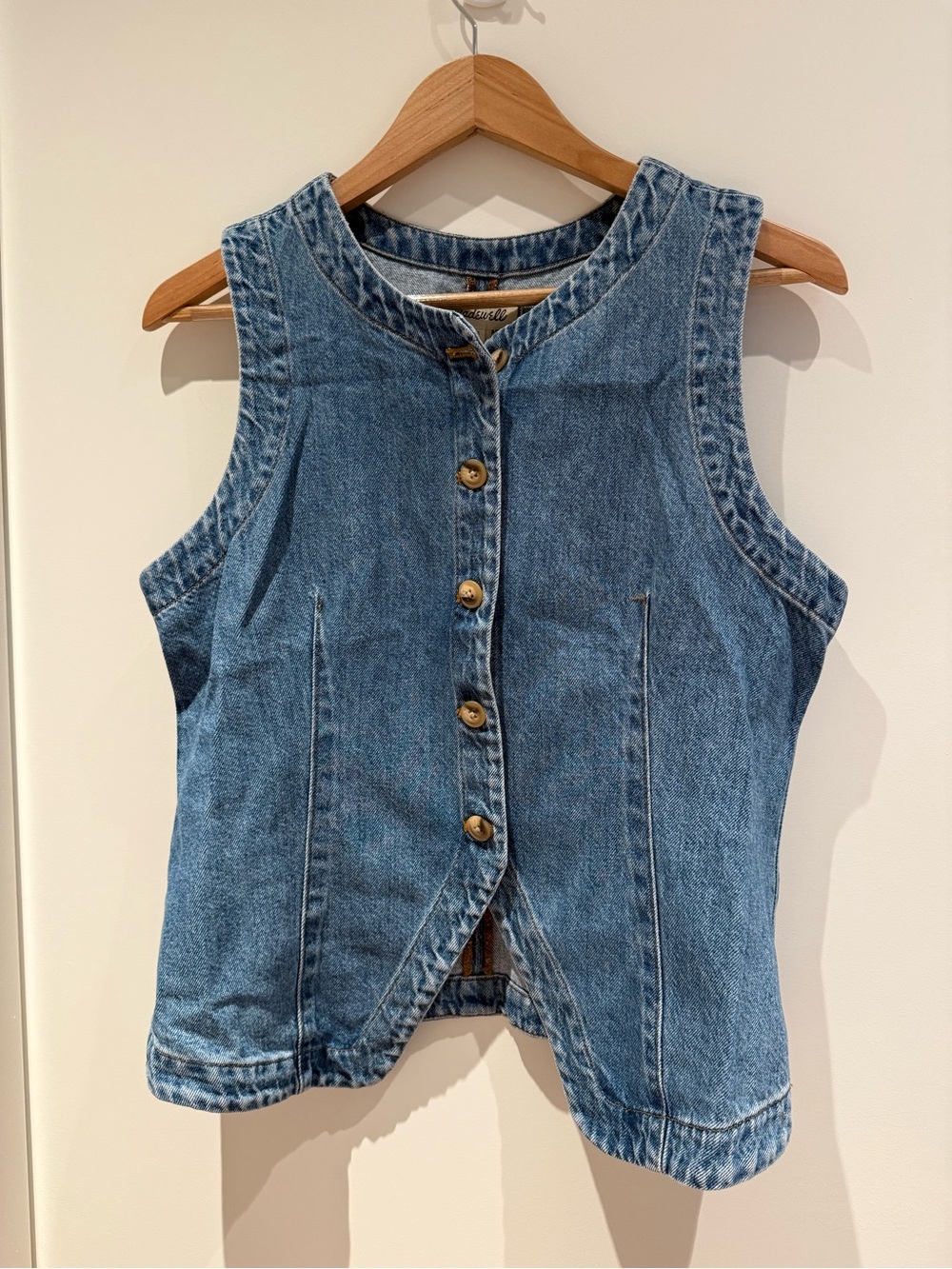 Madewell Denim Button-Front Sleeveless Top - Medium Blue